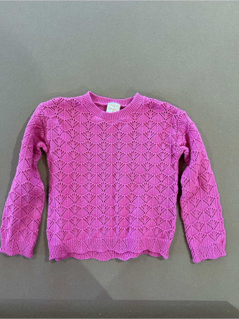 jumping beans Bright Pink Open-Knit Crewneck Sweater